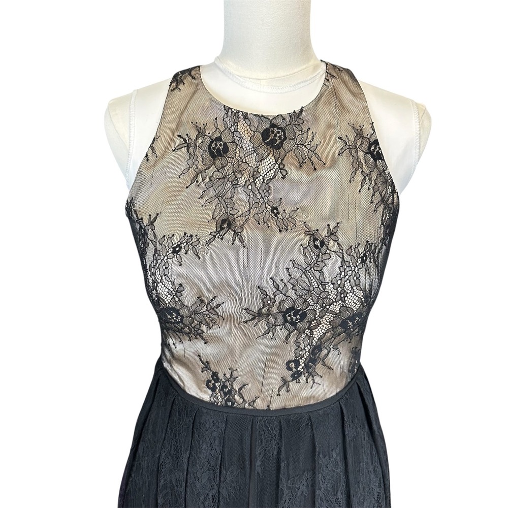 JS Collection Black Lace Maxi Dress‎ Sheer Skirt High Slit Racerback Cutout Gown - Picture 5 of 10